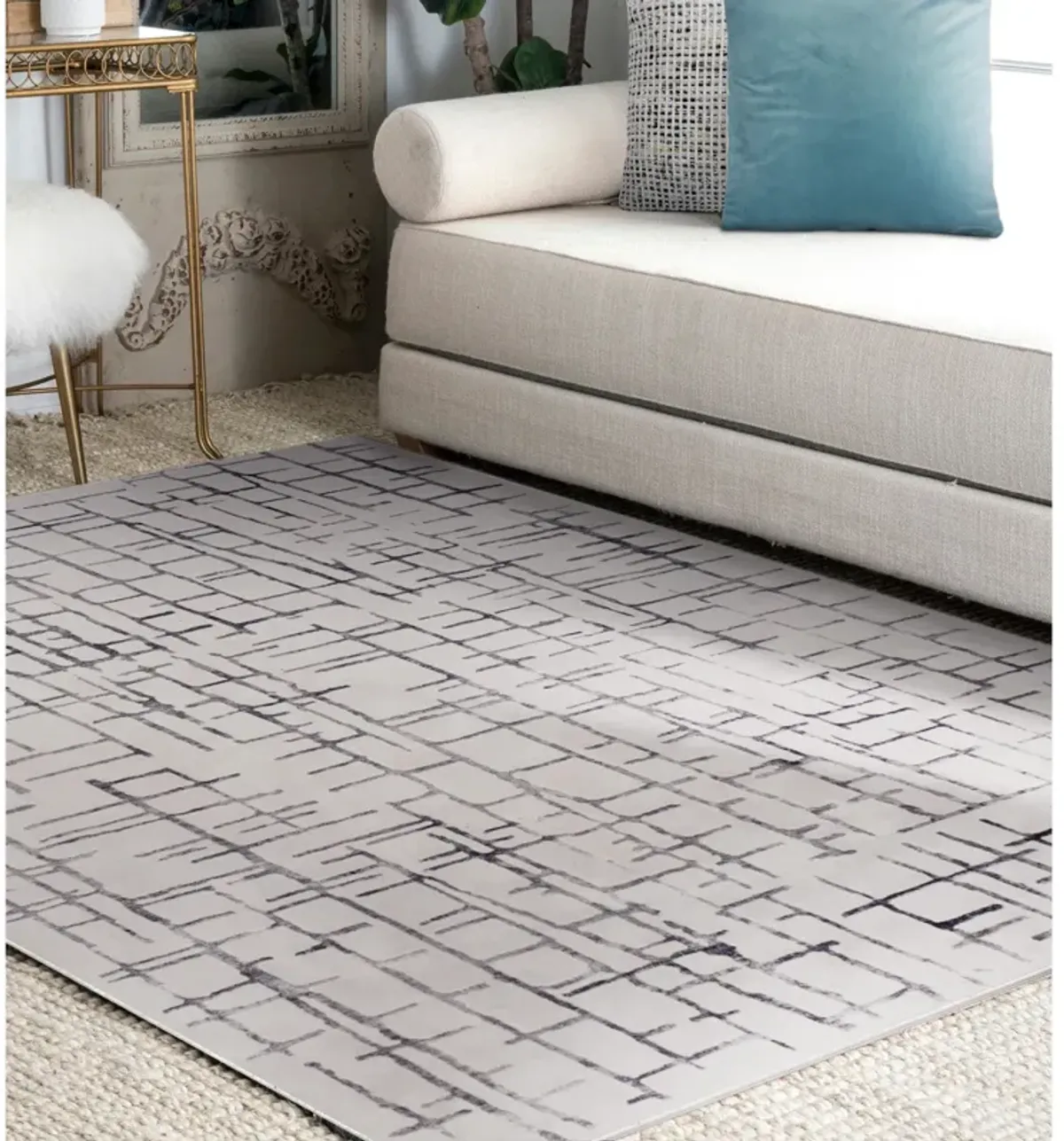 ARIELLA Grey/Blue Rectangle 5'3" x 7'3" ft  Rug