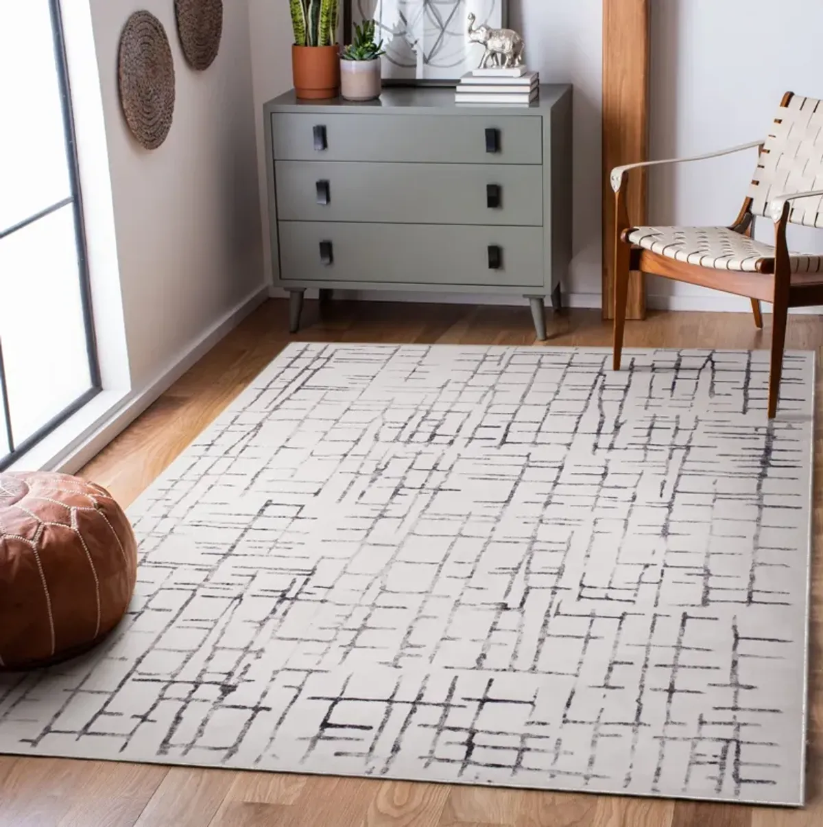 ARIELLA Grey/Blue Rectangle 5'3" x 7'3" ft  Rug