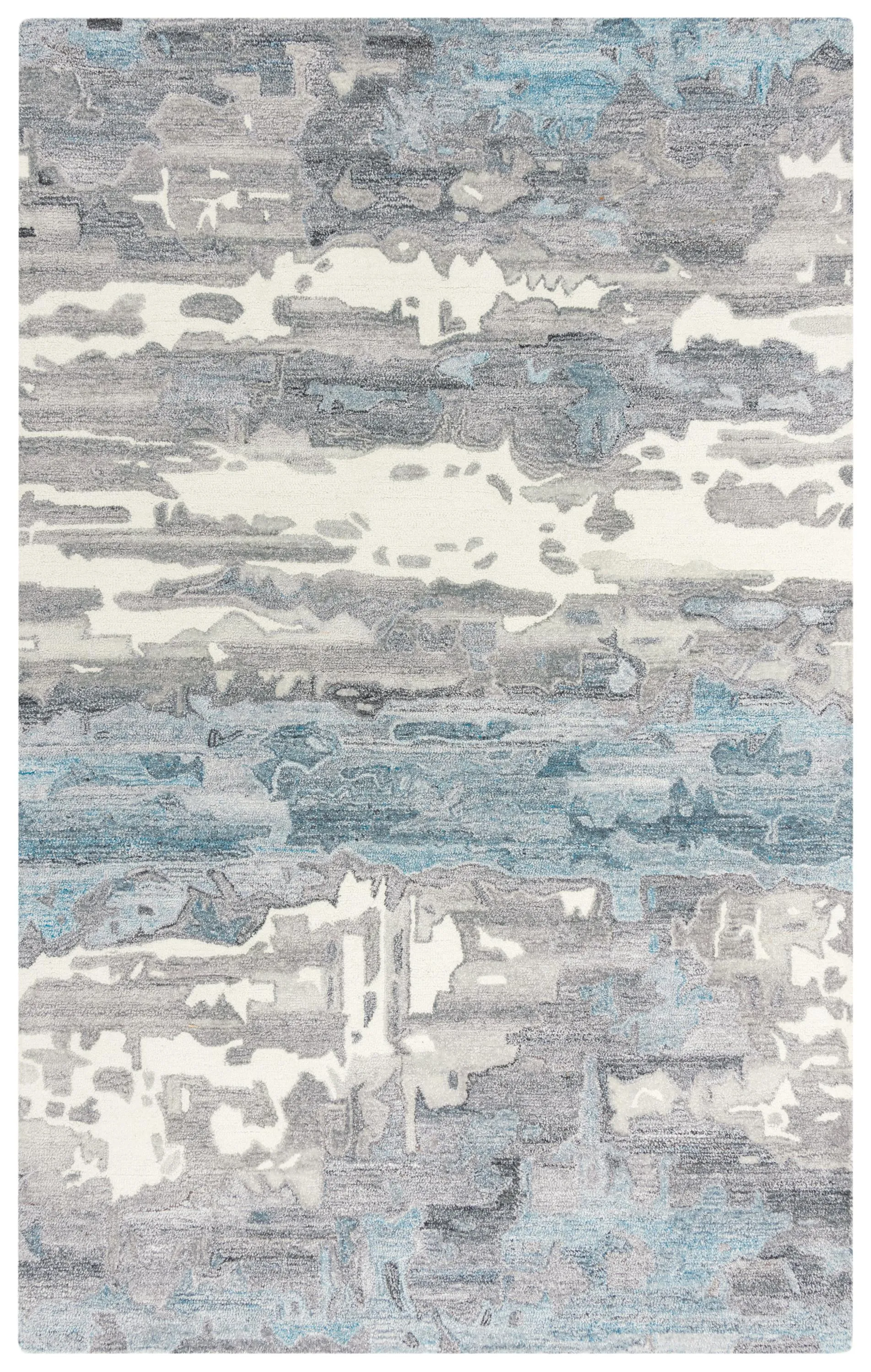 Essence Gray Abstract Wool/Recycled Polyester 8'6" x 11'6" Rectangle Rug