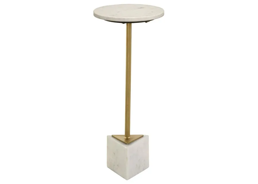 Fulcher Round Metal Side Table White and Gold