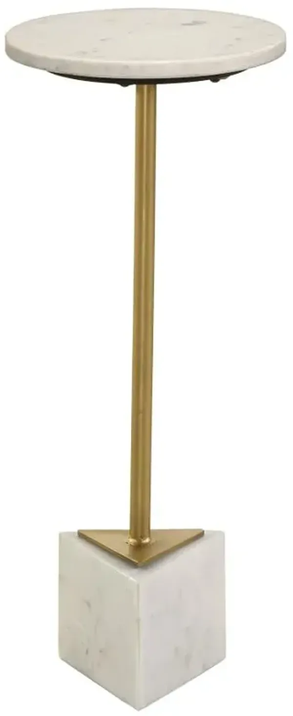 Fulcher Round Metal Side Table White and Gold