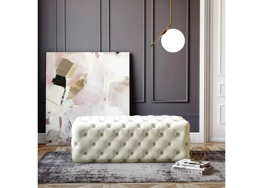 Kaylee Cream Velvet Ottoman