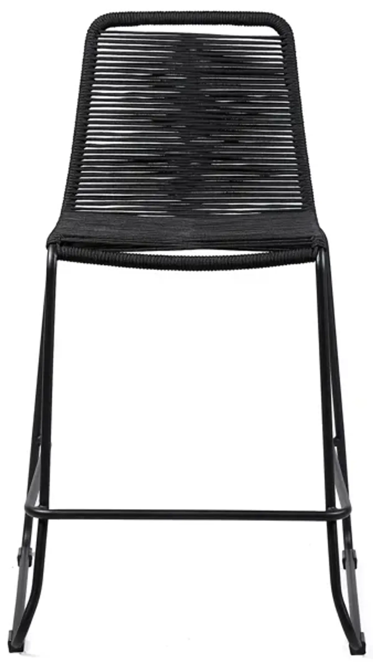 Shasta 26" Outdoor Metal and Black Rope Stackable Counter Stool - Set of 2