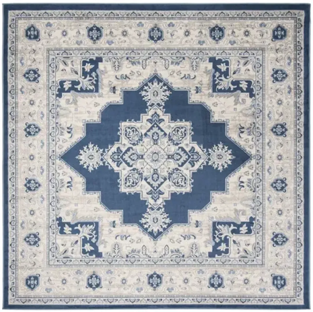 Brentwood 865 Navy / Creme 6'-7" X 6'-7" Square Square Powerloomed Rug