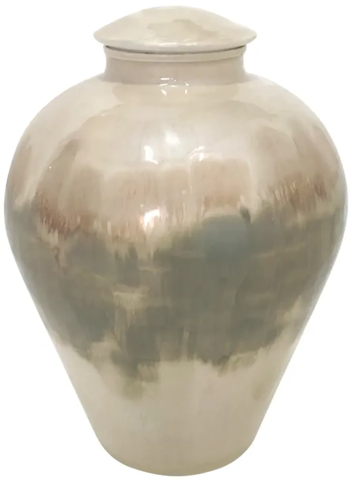 Metal, 16" Temple Vase, Pearl
