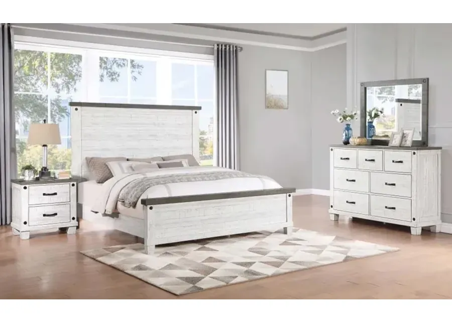 Lilith 4-piece Queen Bedroom Set Distressed Grey and White