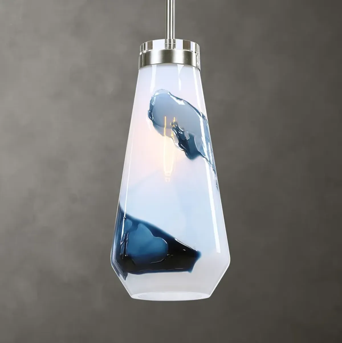 Windswept Blue & White 1 Light Mini Pendant