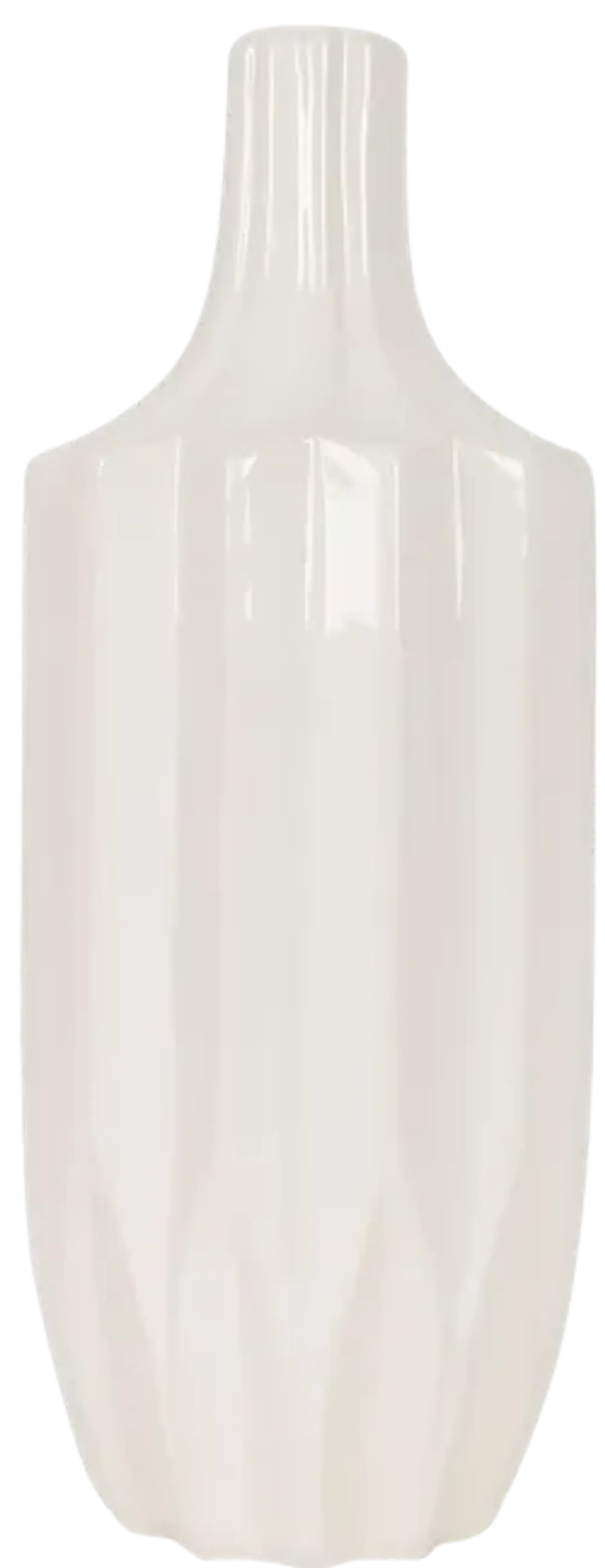 Cer, 13" Fluted Vase, White