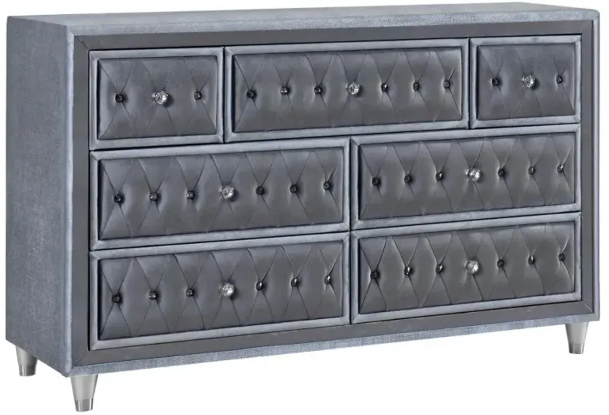 Antonella 7-drawer Upholstered Dresser Grey