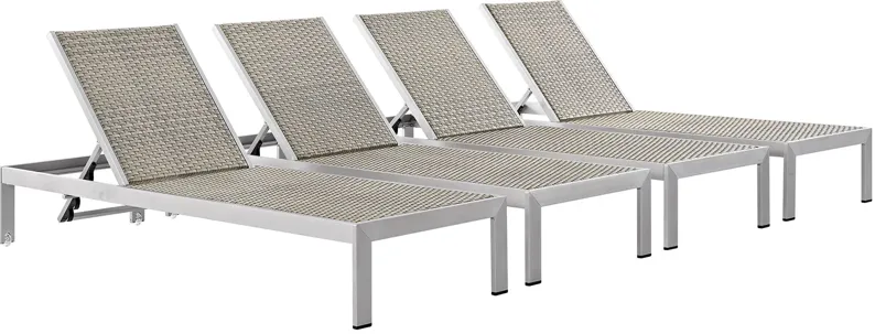 Shore Chaise Outdoor Patio Aluminum Set of 4