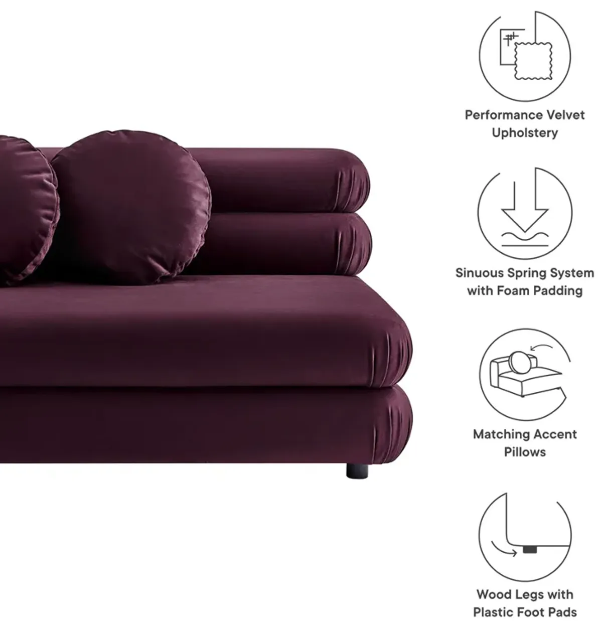 Jubilee Modular Performance Velvet Armless Loveseat by Modway