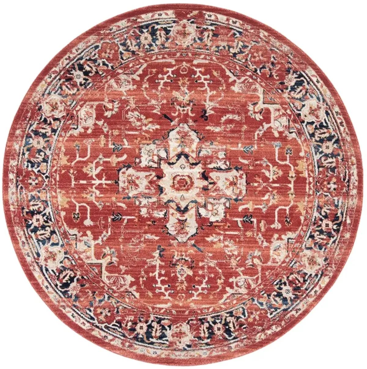 CHARLESTON 411 RED  4' x 4' Round Round Rug