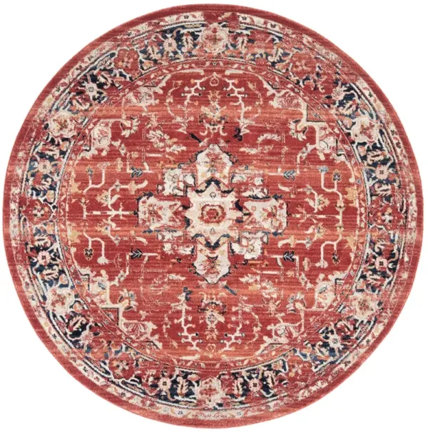 CHARLESTON 411 RED  4' x 4' Round Round Rug
