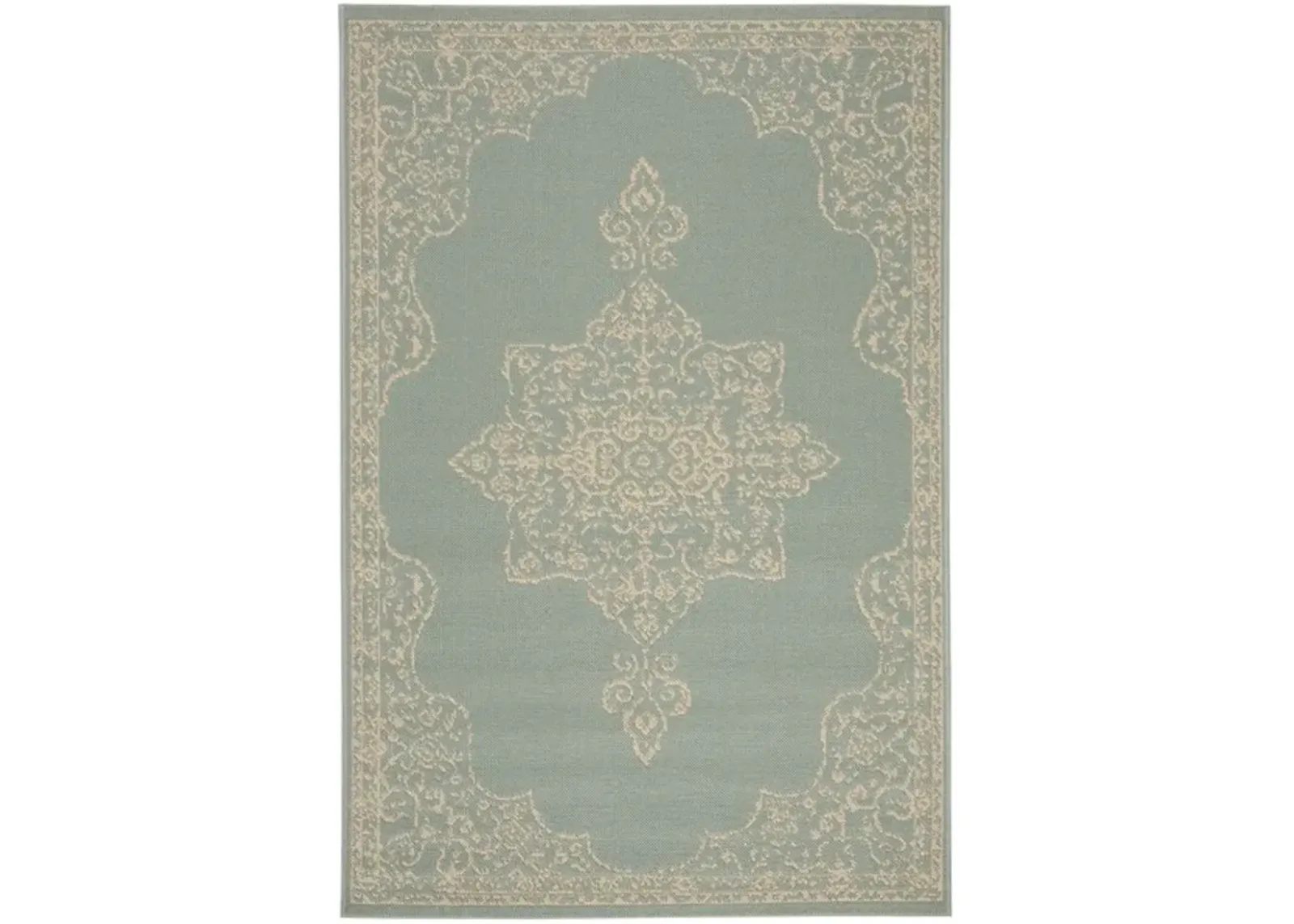 Safavieh BEACH HOUSE Collection BHS180L-5 Cream / Aqua 5'-3" X 7'-6"