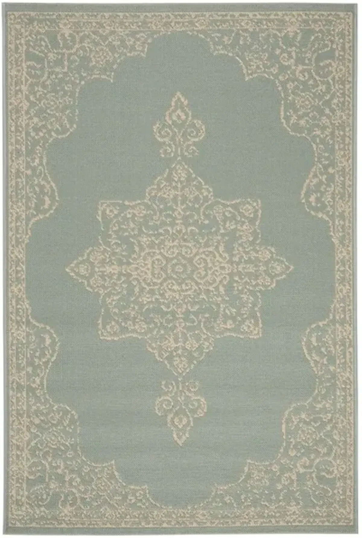 Safavieh BEACH HOUSE Collection BHS180L-5 Cream / Aqua 5'-3" X 7'-6"