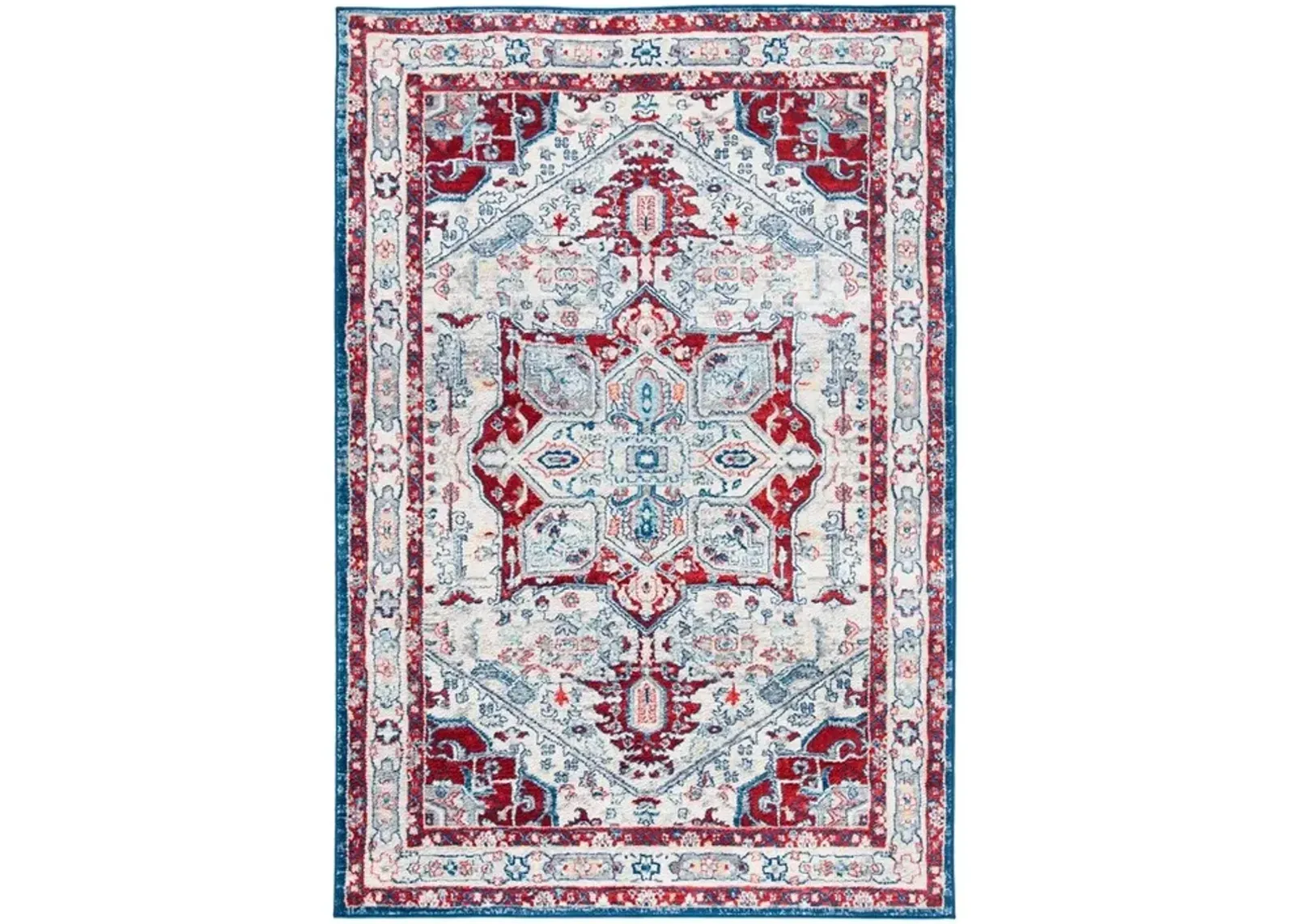 Brentwood 852 Ivory / Red 6' X 9' Medium Rectangle Powerloomed Rug