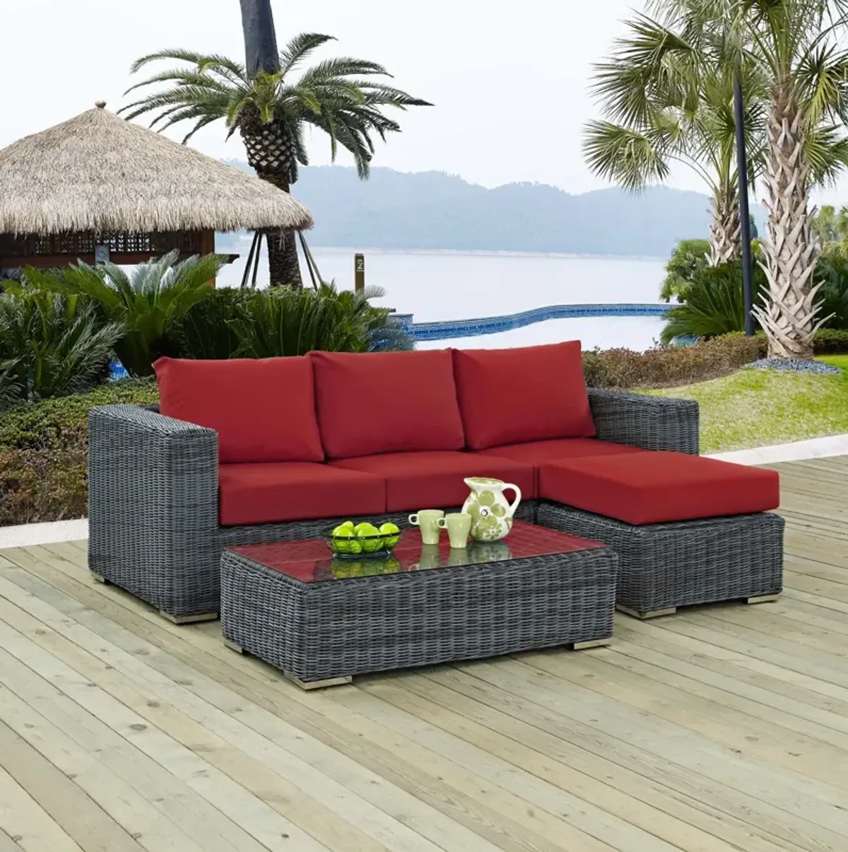 Summon 3 Piece Outdoor Patio Sunbrella® Sectional Set