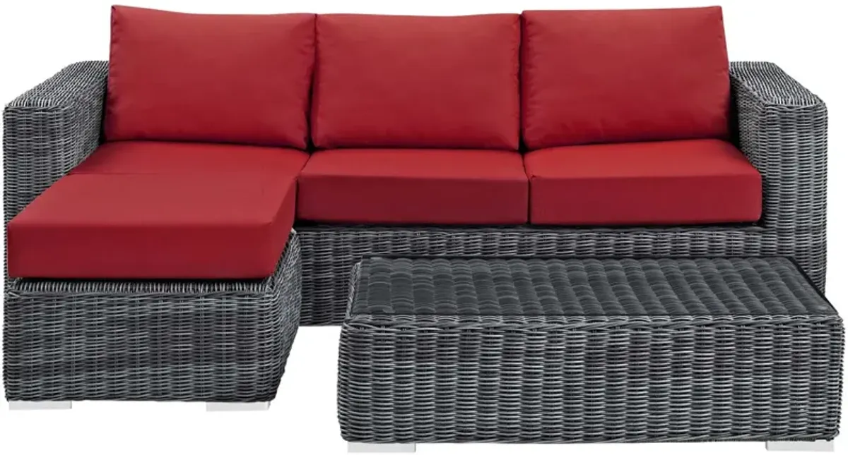 Summon 3 Piece Outdoor Patio Sunbrella® Sectional Set