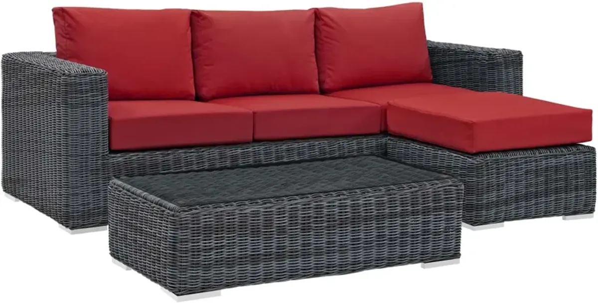 Summon 3 Piece Outdoor Patio Sunbrella® Sectional Set