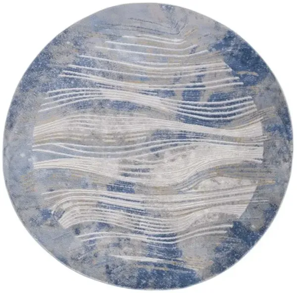 PALMA 316 Blue 6'-7' X 6'-7' Round Round Rug