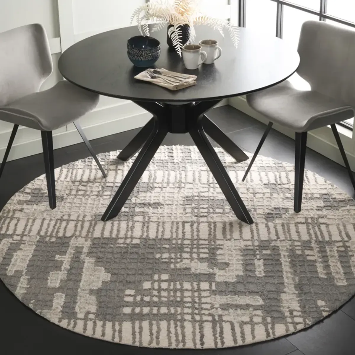 ABSTRACT 284 IVORY  6' x 6' Round Round Rug