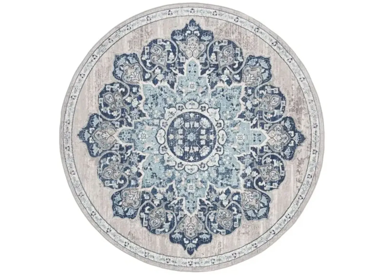 Brentwood 849 Navy / Light Grey 9' X 9' Round Round Powerloomed Rug