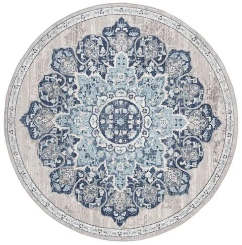 Brentwood 849 Navy / Light Grey 9' X 9' Round Round Powerloomed Rug