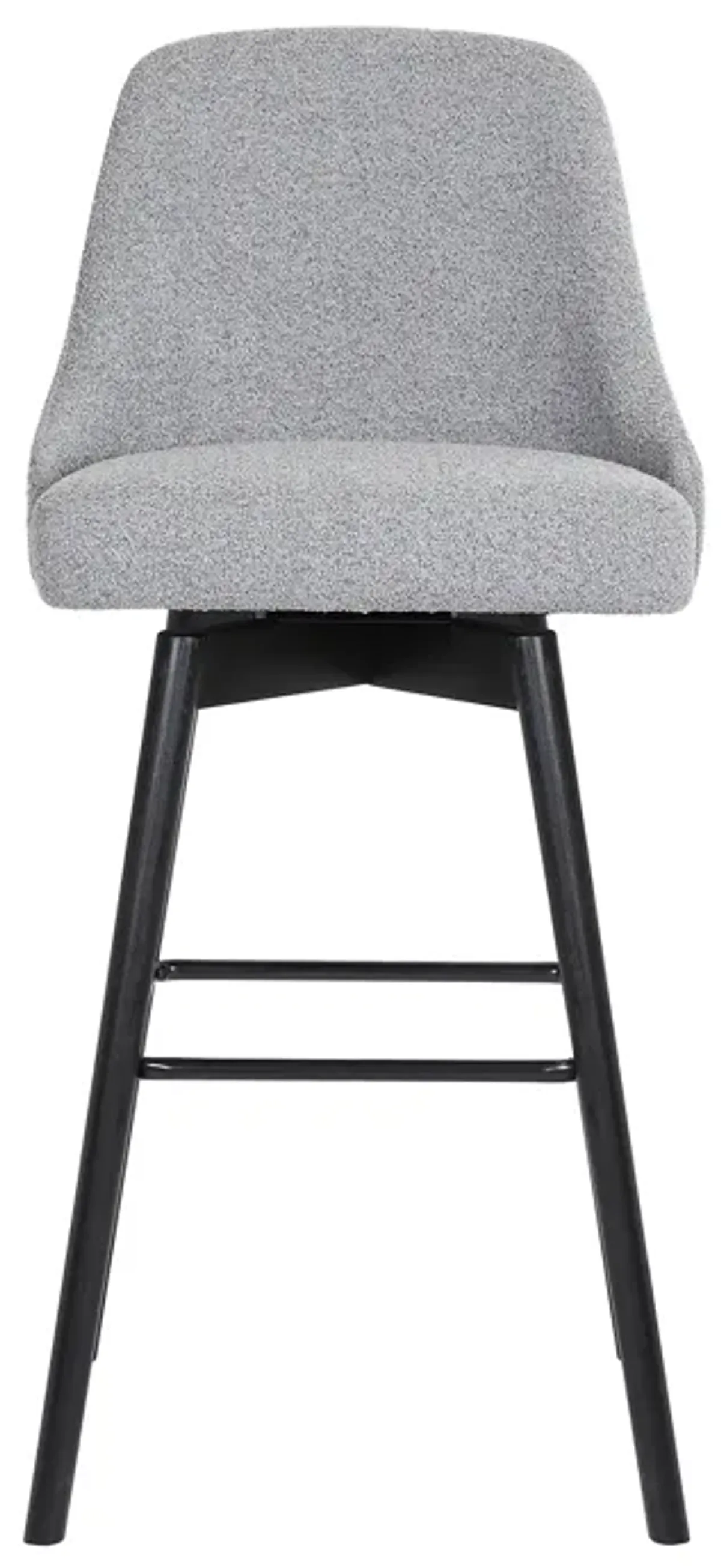 Sicily 26" Swivel Black Wood Counter Stool in Light Gray Fabric