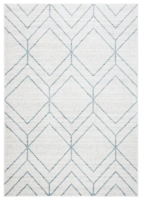 ADIRONDACK Contemporary Grey / Blue 6' X 6' Round Powerloomed Rug