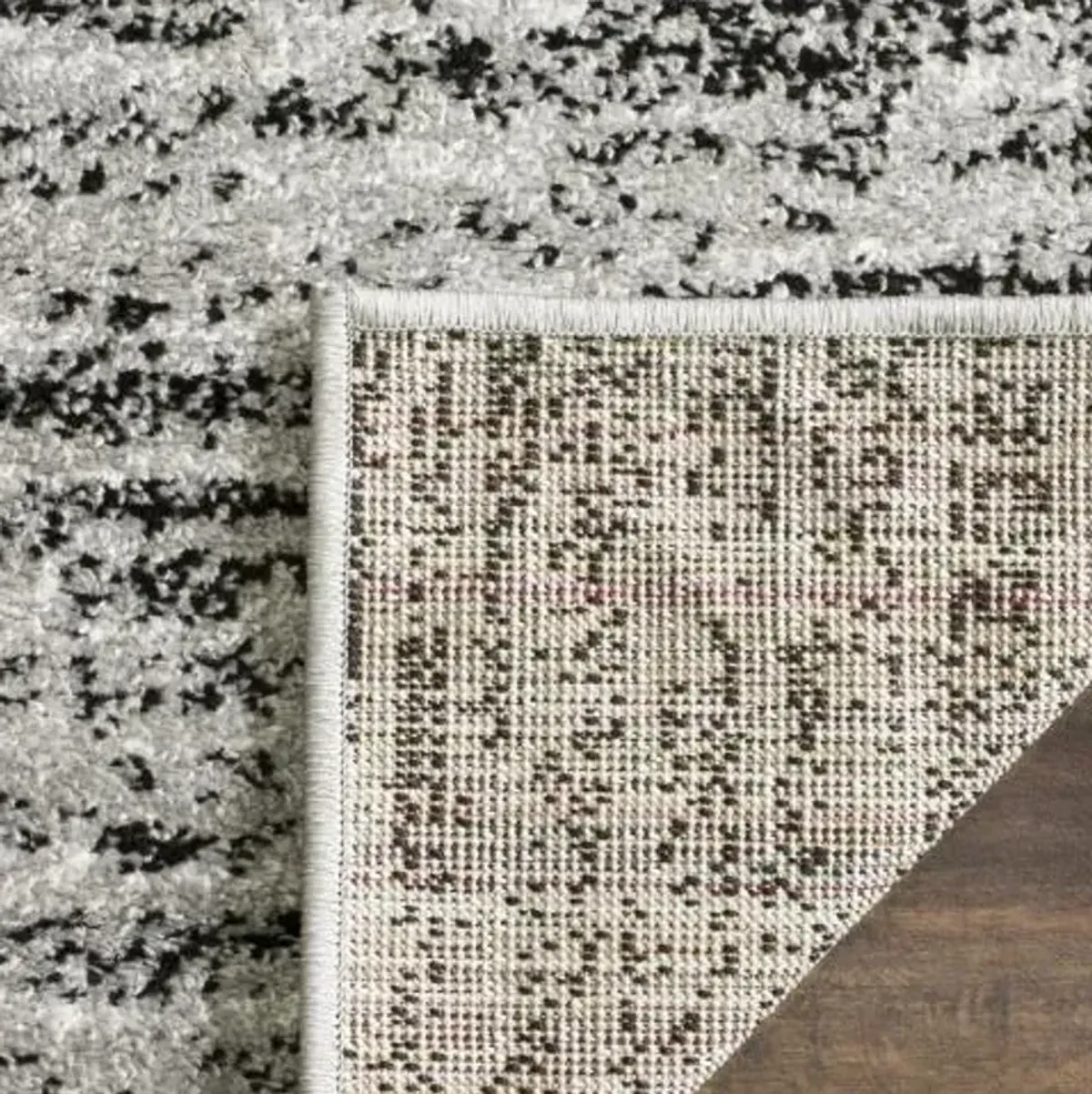Adirondack Contemporary Black / Silver 2'-6" X 10' Powerloomed Rug