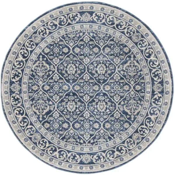 Brentwood 870 Navy / Light Grey 3' X 3' Round Round Powerloomed Rug