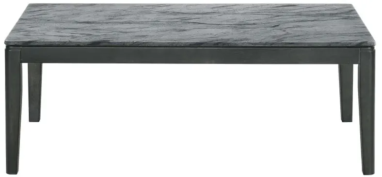 Mozzi Rectangular Coffee Table Faux Grey Marble and Black