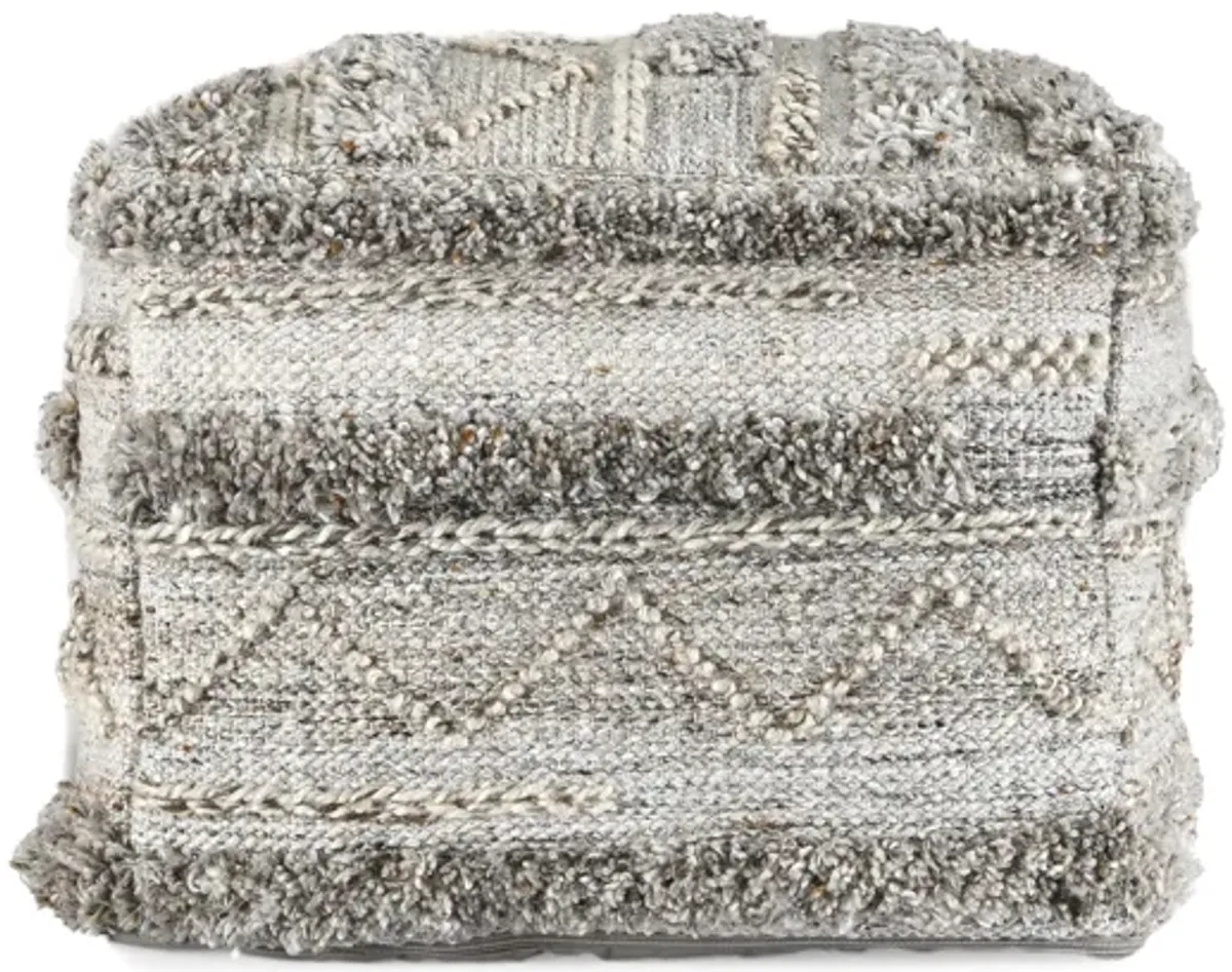 Fallon 18" Recycled Fabric Indoor Outdoor Pouf, Gray