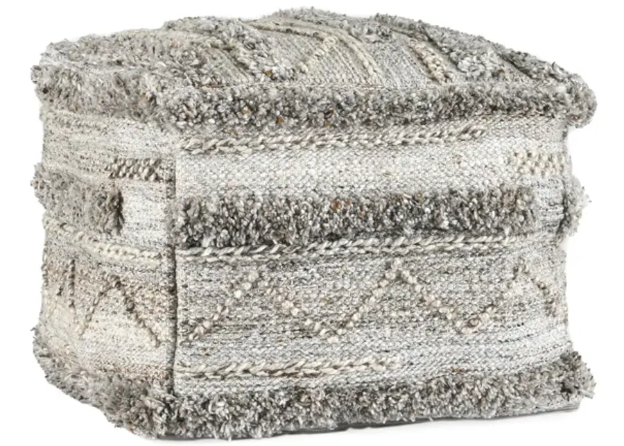 Fallon 18" Recycled Fabric Indoor Outdoor Pouf, Gray