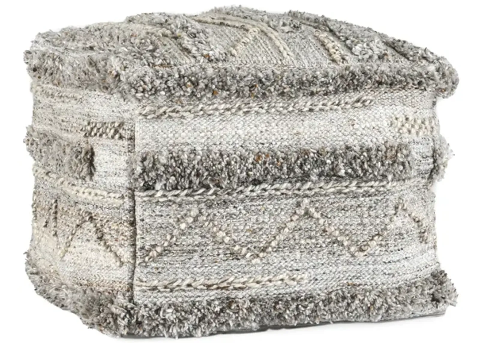 Fallon 18" Recycled Fabric Indoor Outdoor Pouf, Gray