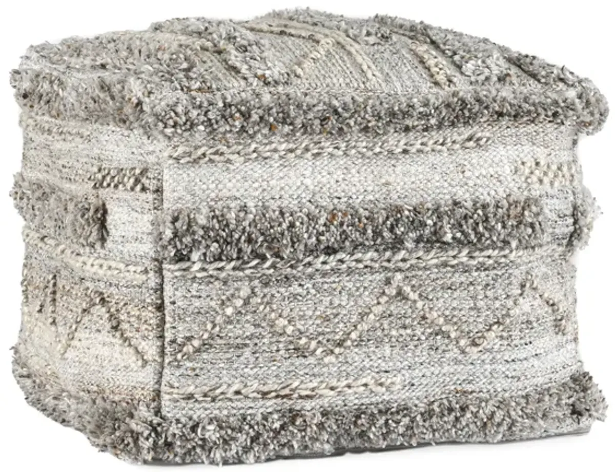 Fallon 18" Recycled Fabric Indoor Outdoor Pouf, Gray