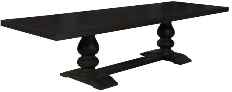 Phelps Rectangular Trestle Dining Set Antique Noir and Beige