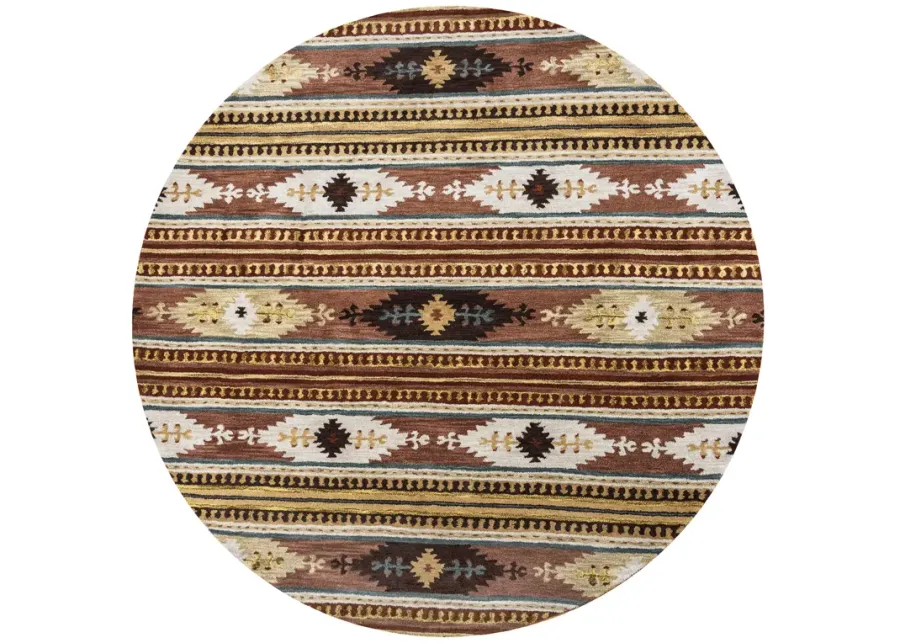 Southwest Rust Southwest/Tribal Wool 10' Round Round  Rug