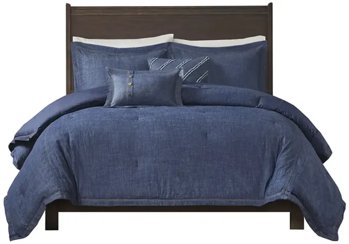 Woolrich Perry Blue Oversized Denim Comforter Set