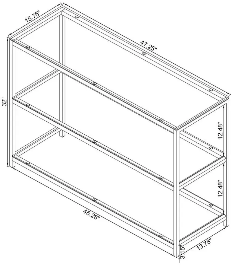 Aberdine Sofa Table with Glass Shelf Black Nickel