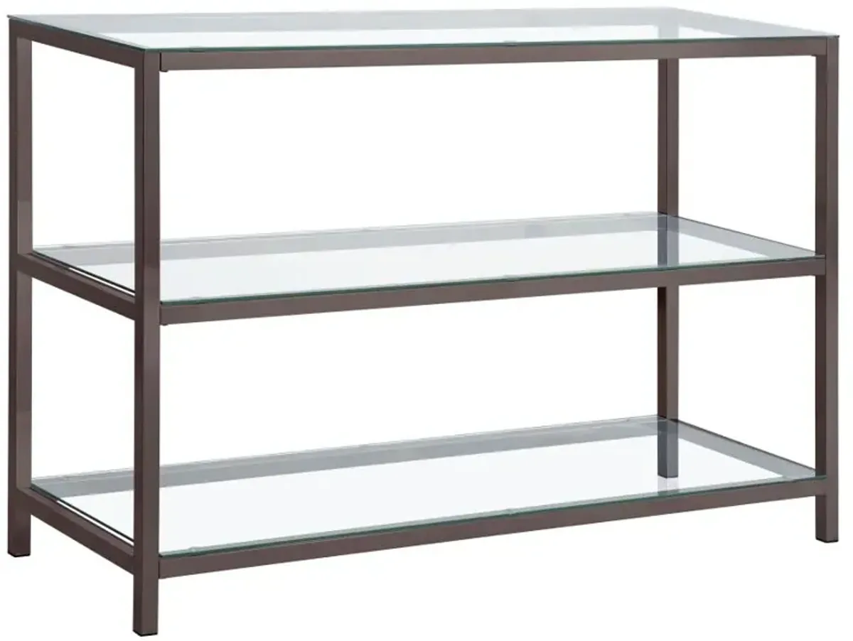 Aberdine Sofa Table with Glass Shelf Black Nickel