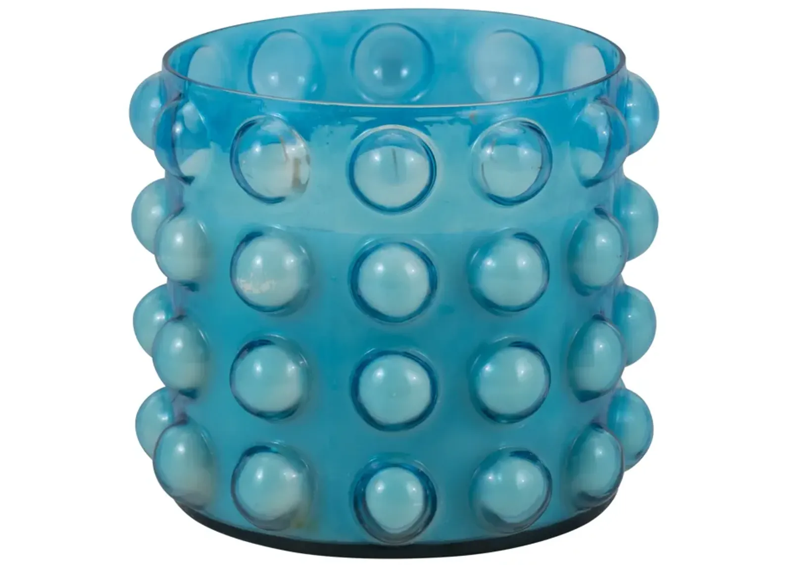 Glass, 9" 81 Oz Bubble Candle, Blue