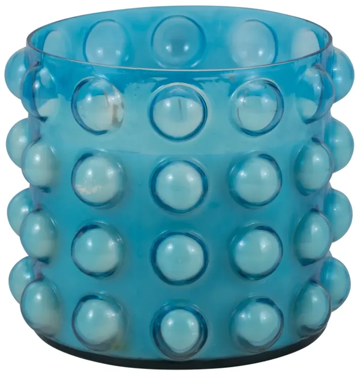 Glass, 9" 81 Oz Bubble Candle, Blue