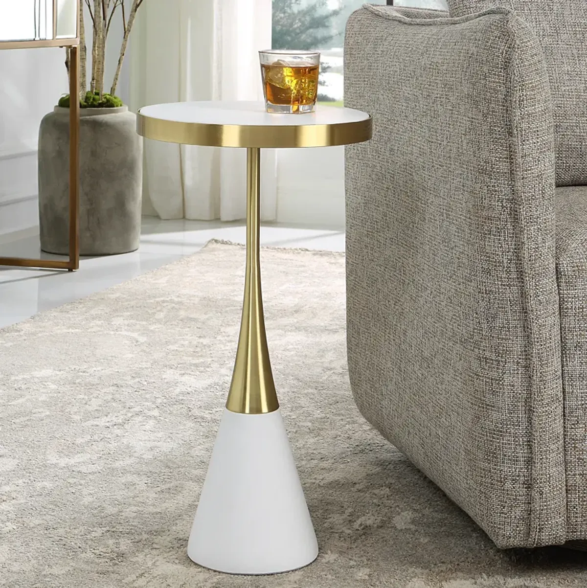 Apex White Concrete Accent Table