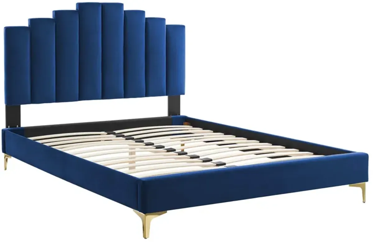 Elise Full Performance Velvet Platform Bed