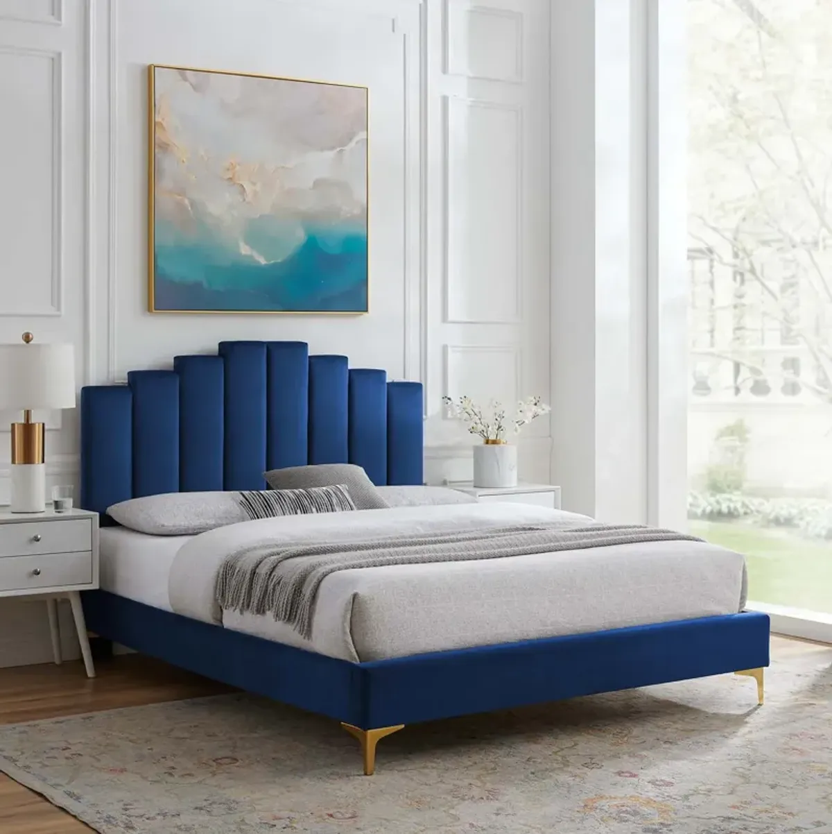 Elise Full Performance Velvet Platform Bed