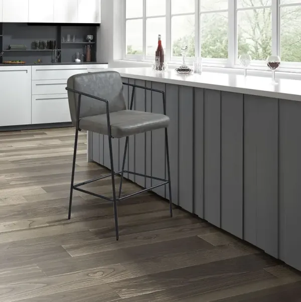 Madison Park Bixby Brown Faux Leather Counter Stool with Metal Frame