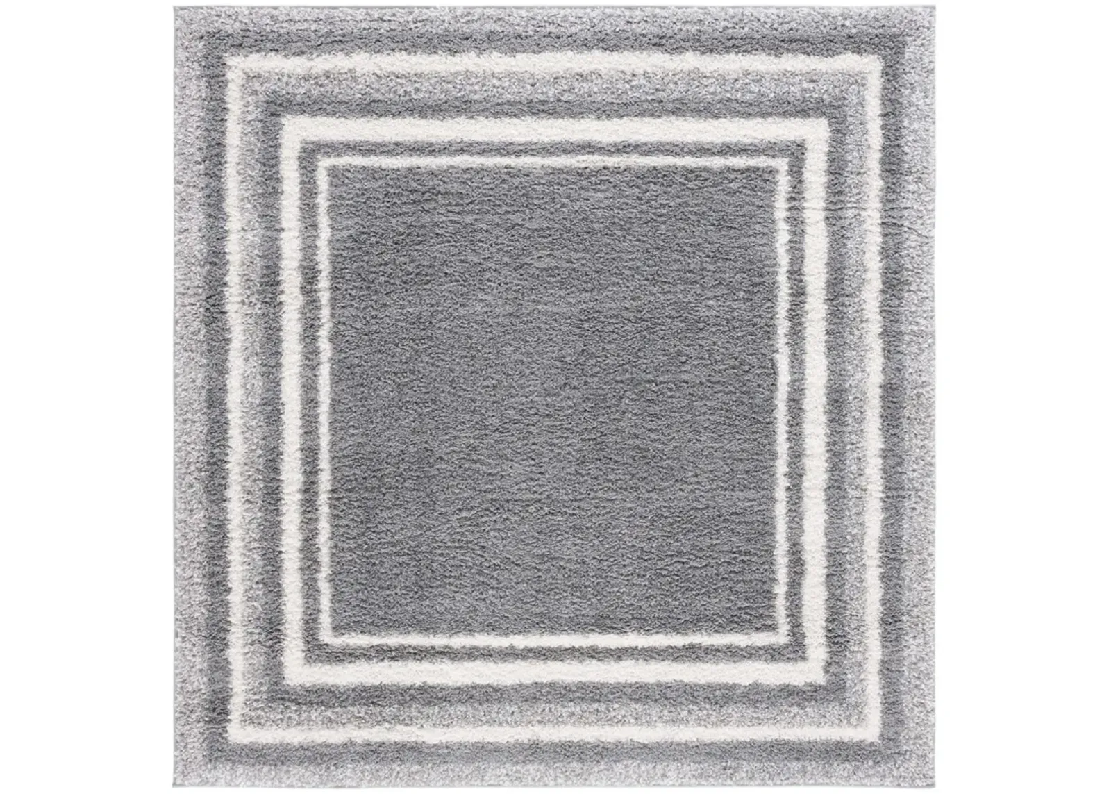 BORDER & STRIPE SHAG 251 Grey 6'-7' X 6'-7' Square Square Rug