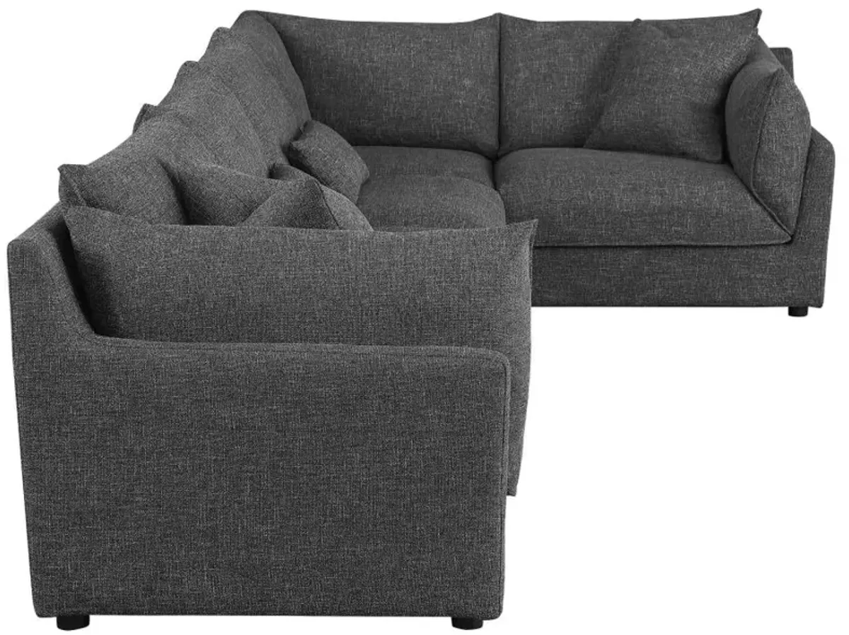 Sasha 5-piece Upholstered Modular Sectional Sofa Barely Black