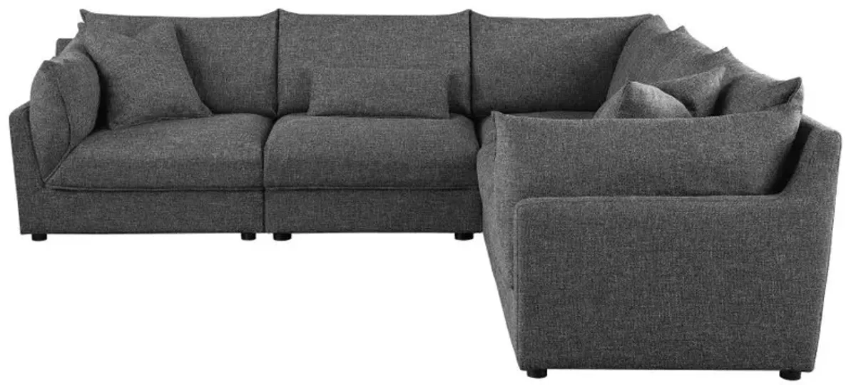 Sasha 5-piece Upholstered Modular Sectional Sofa Barely Black